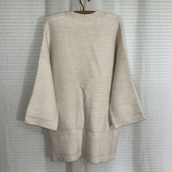 free people M Ivory Herringbone Stitch Pattern Kimono Cardigan Sweater - Picture 10 of 16